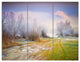 Beautiful Foggy Autumn Sunset, Landscape Canvas Art Print, 36x28, 3 Panels