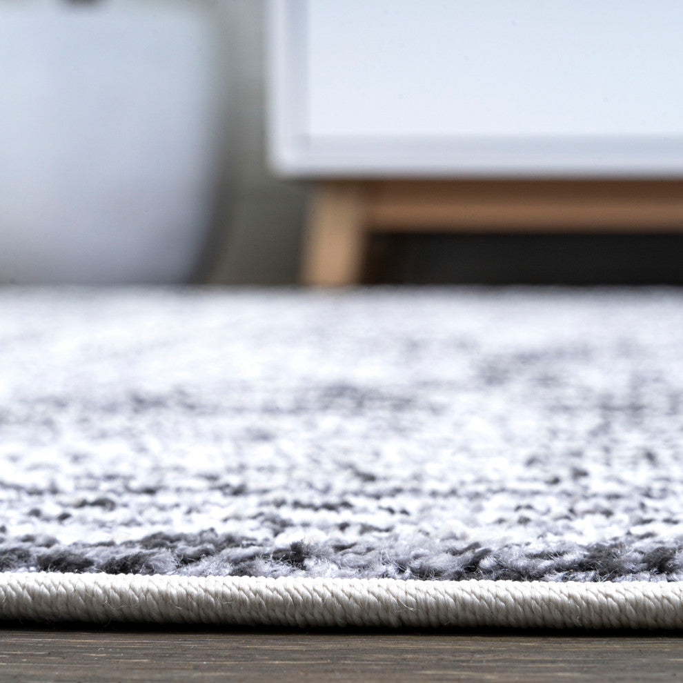 Iften Moroccan Geometric Distressed Ivory/Black 2 ft. x 10 ft. Runner Rug