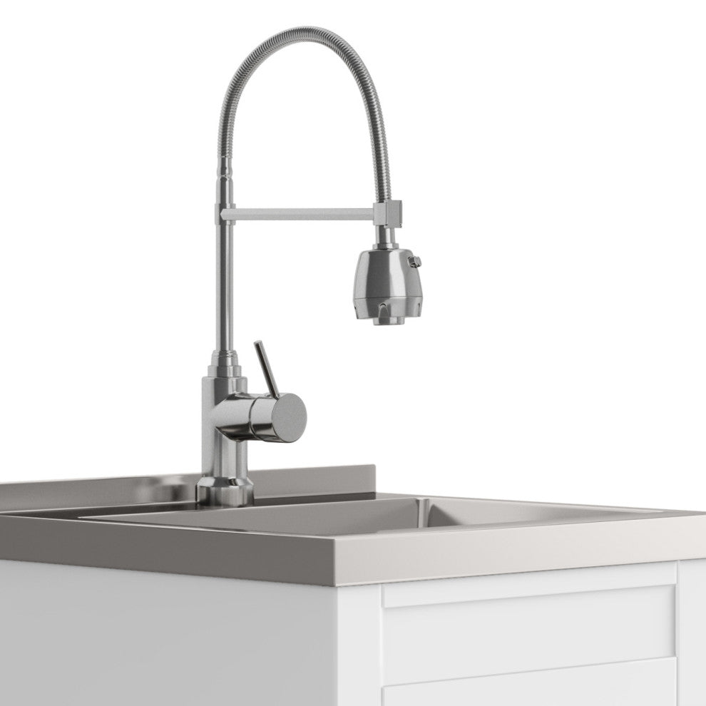 Hennessy Contemporary 24" Deluxe Laundry Cabinet, Faucet, White, 20"
