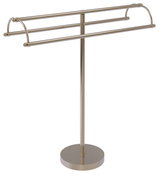 Free Standing Double Arm Towel Holder, Antique Pewter