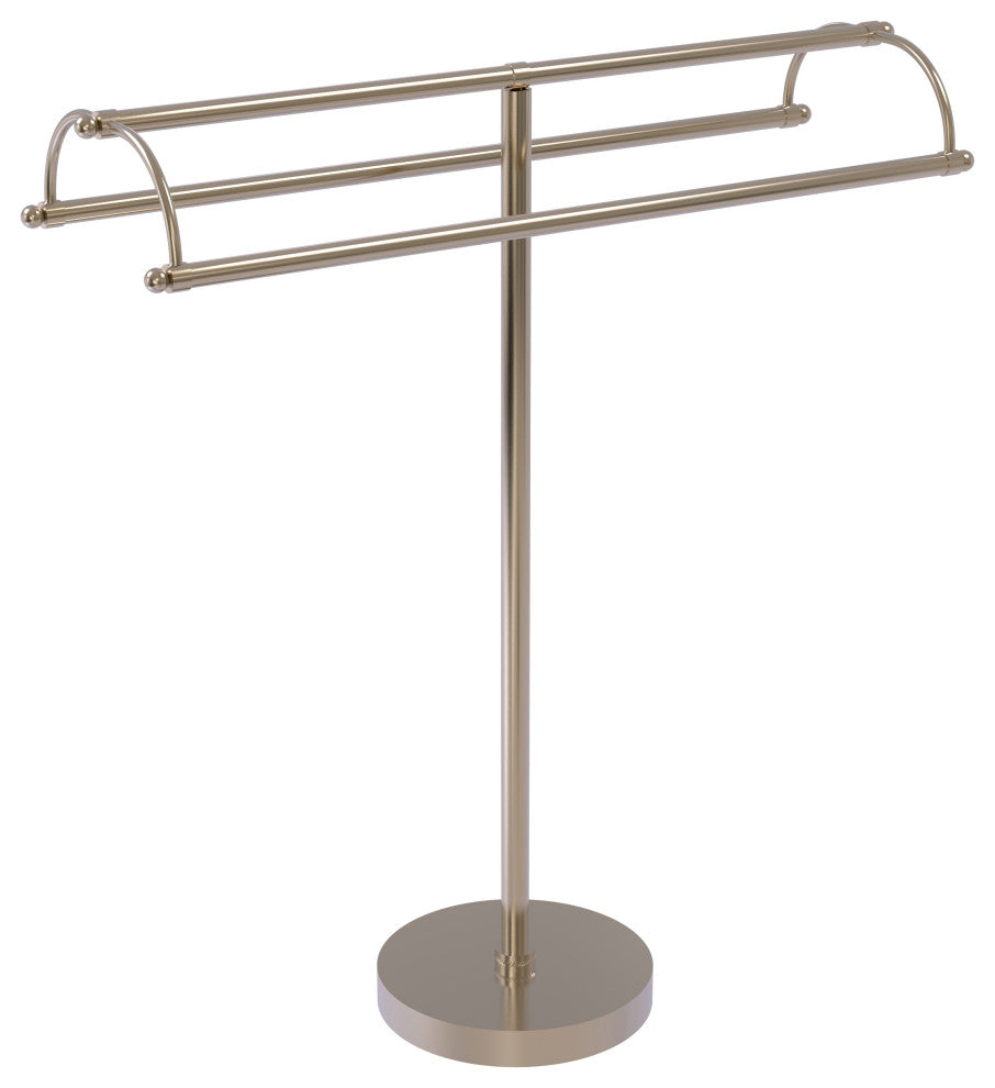 Free Standing Double Arm Towel Holder, Antique Pewter