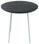 LeisureMod Rossmore Modern Round Side Table With White Steel Frame, Black