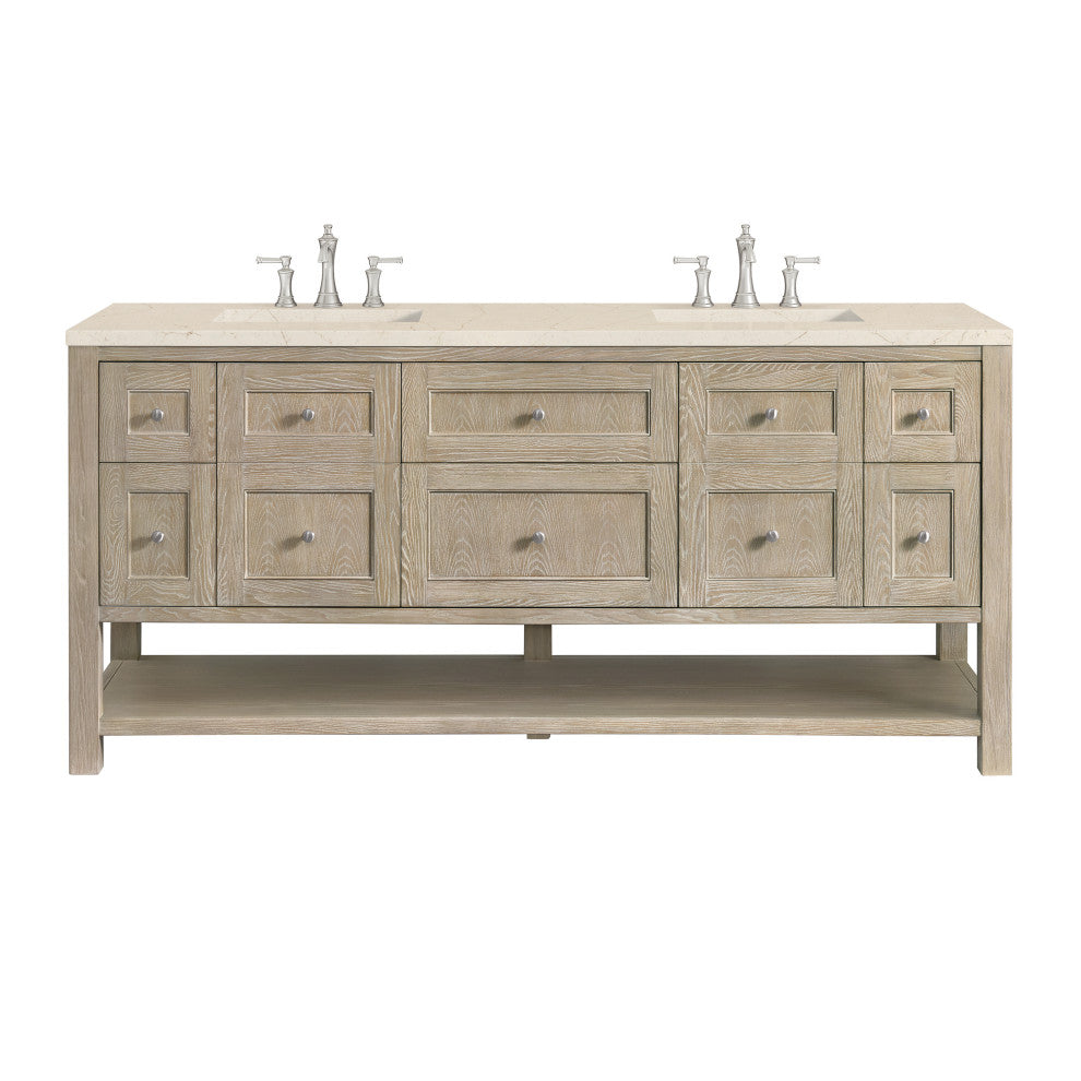 Breckenridge 72" Double Vanity, Oak, 3 CM Eternal Marfil Top