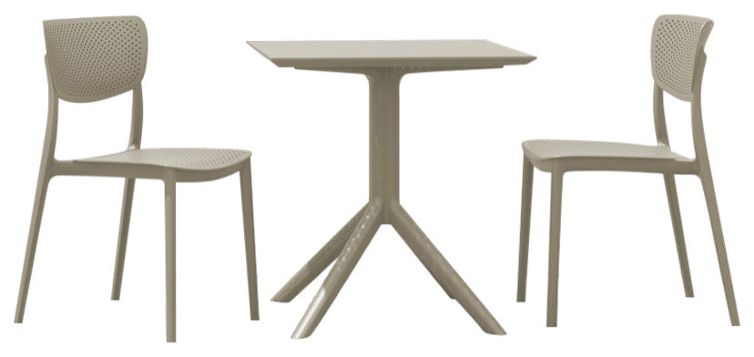 Lucy Outdoor Bistro 3-Piece Set With 31" Table Top Taupe