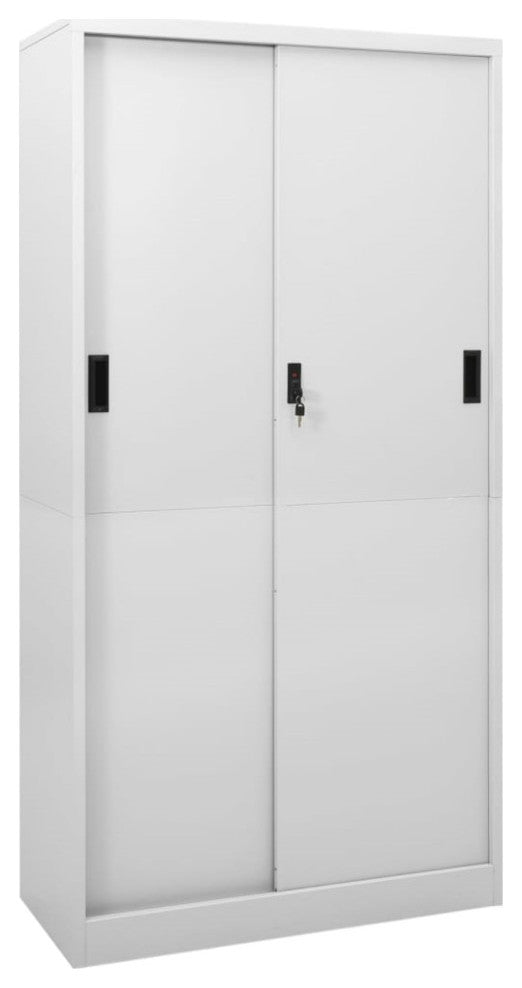Vidaxl Office Cabinet With Sliding Door Light Gray 35.4"x15.7"x70.9" Steel