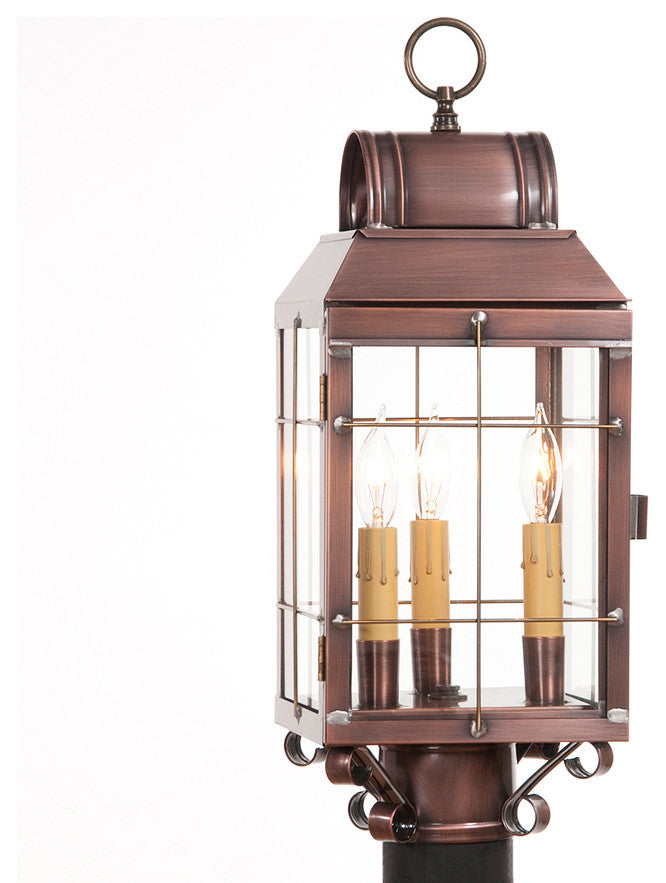Martha's Post Lantern, Antiqued Solid Copper