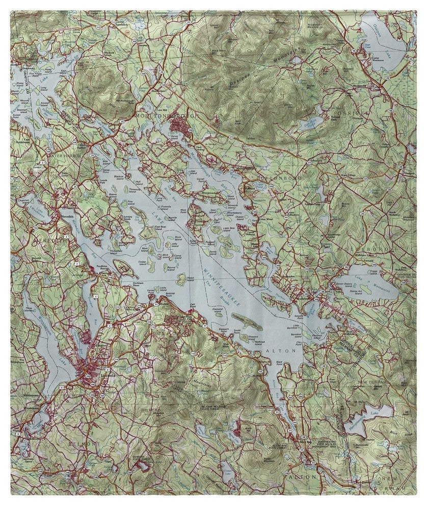Betsy Drake Lake Winnipesaukee, NH Nautical Map Fleece Throw