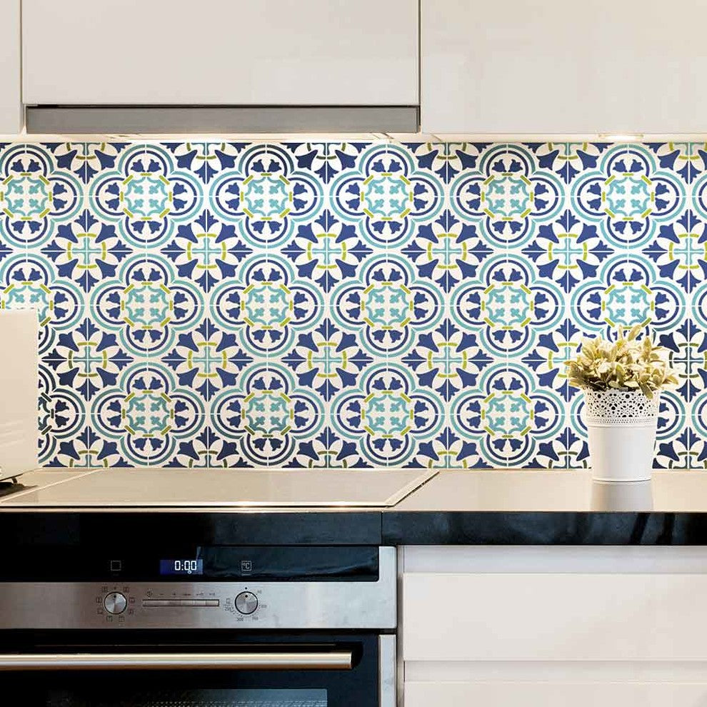 Augusta Tile Stencil, Portuguese Tile Stencils, DIY Faux Tiles, Extra Large