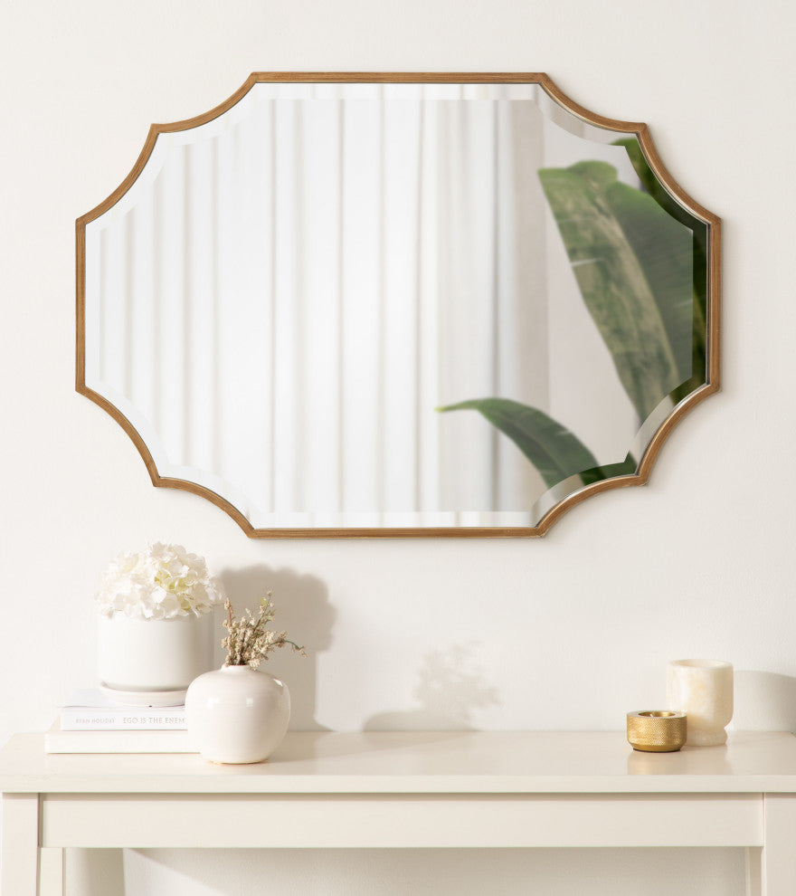 Deavere Scalloped Wall Mirror, Gold, 22"x32"