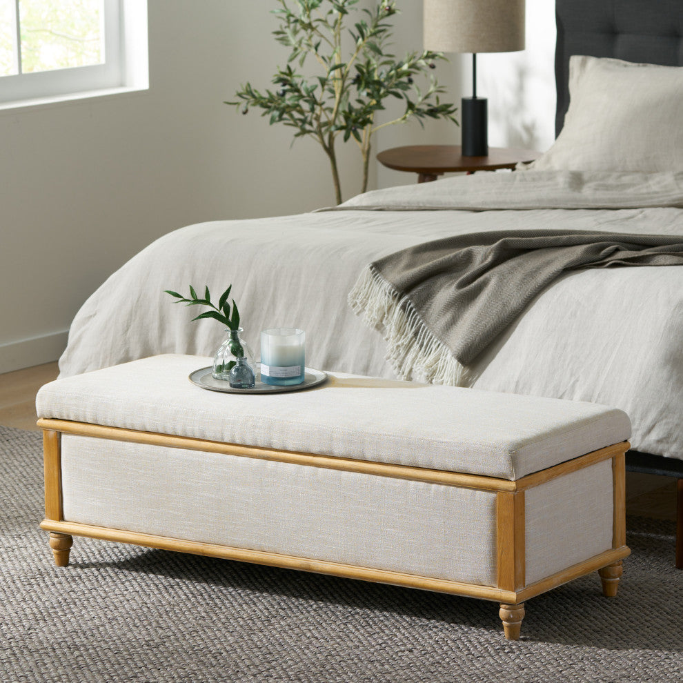 GDF Studio Lombardi Fabric Storage Ottoman