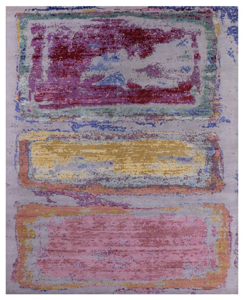 12' 0" X 15' 2" Wool & Silk Abstract Hand-Knotted Rug - Q14858