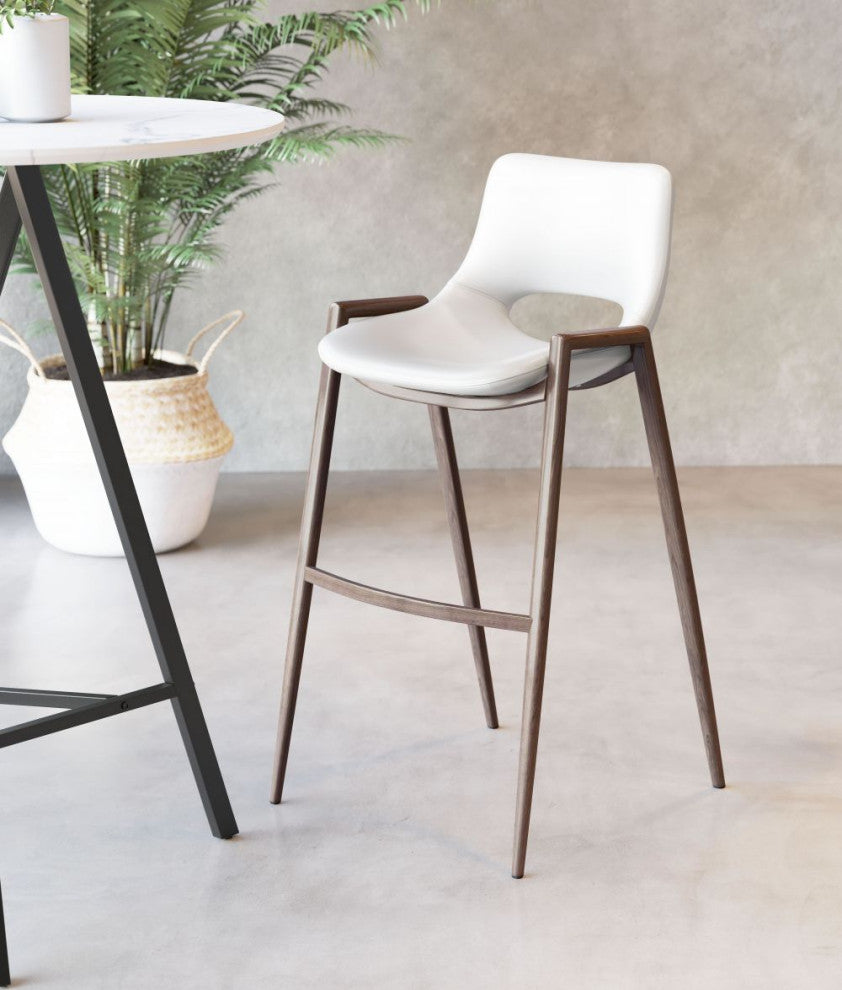 Desi Barstool, Set of 2 White/Walnut