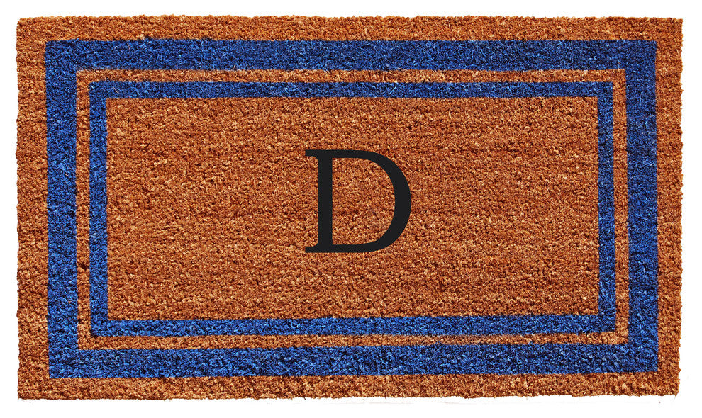 Blue Border 24"x36" Monogram Doormat, Letter D