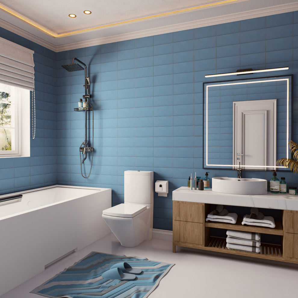 Piscina Brick Matte Blue Porcelain Floor and Wall Tile