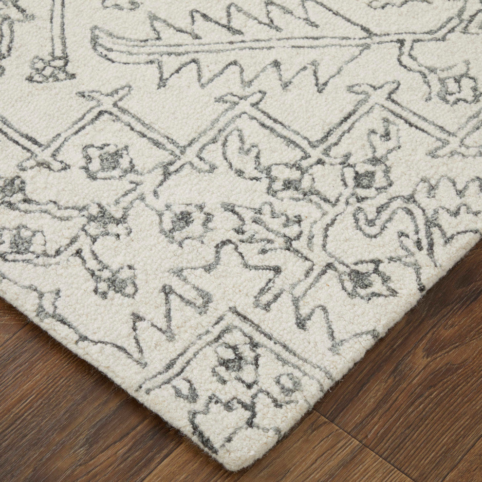 Natal R8778 Transitional/Vintage/Classic Rug, Ivory/Charcoal, 12'x15'