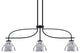 Cavella 3 Light Island Light, Matte Black Finish, 7" Chrome Metal Shades