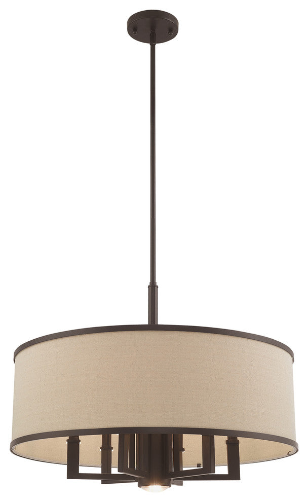 Livex Lighting 6 + 1 Light Pendant Chandelier, Bronze