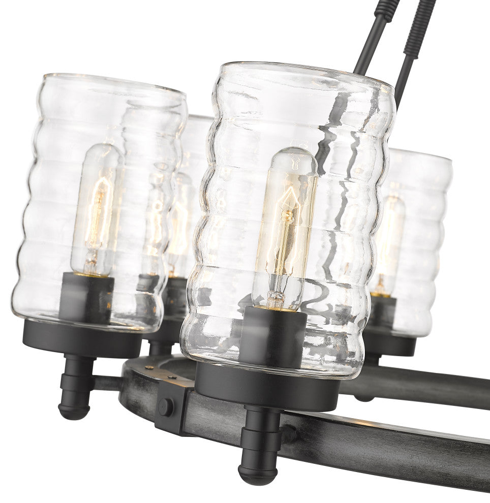 Z-LITE 588-8ABB 8 Light Outdoor Pendant, Ashen Barnboard