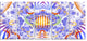 Magical Fairy Pattern Blue, Abstract Art on Canvas, 60"x28", 5 Panels