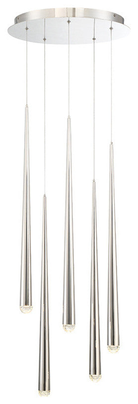 Modern Forms Cascade LED 5-Light Round Chandelier in Polished Nickel