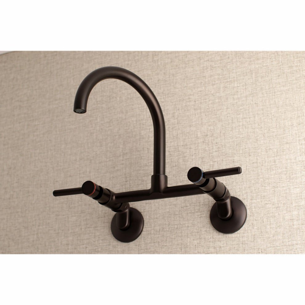 Kingston Brass Two-Handle Wall Mount Kitchen Faucet, Oil Rubbed Bronze
