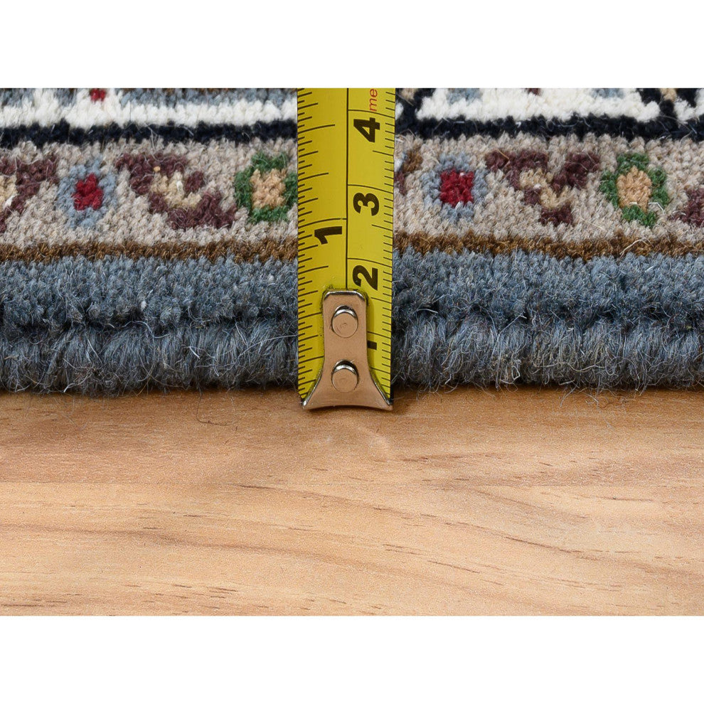 Light Gray Hand Knotted Tabriz Mahi Wool and Silk Runner Oriental Rug 2'6"x26'1"