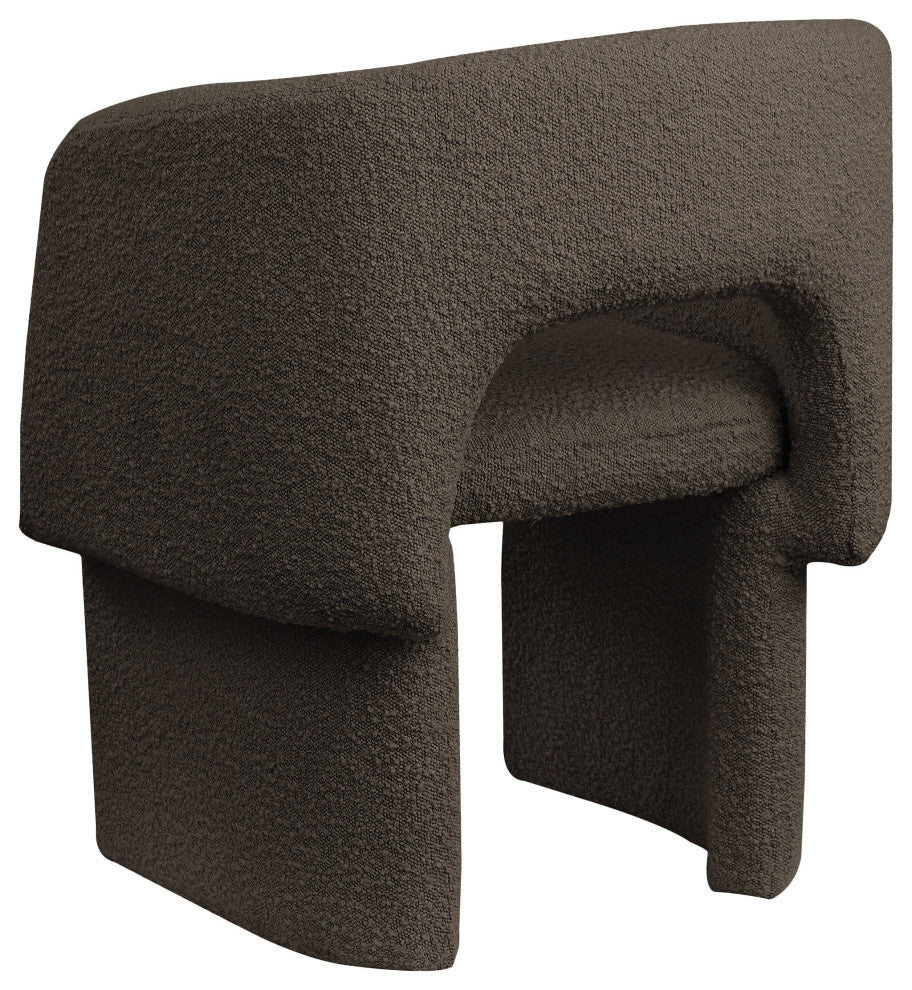 Emmet Boucle Fabric Dining Chair / Accent Chair, Brown, Boucle Fabric