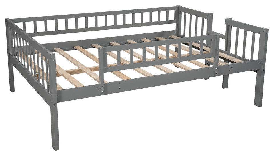 Gray Full Over Full Over Full Contemporary Bunk Bed With Slide