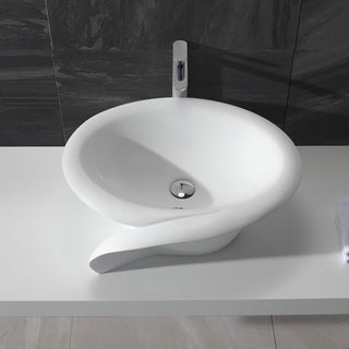ADM Circular Countertop Vessel Sink, White, 26", Glossy White