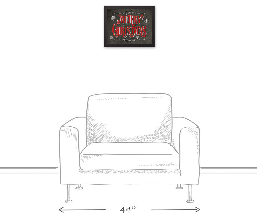 Merry Christmas Chalkboard Print 11x14 Black Framed Canvas