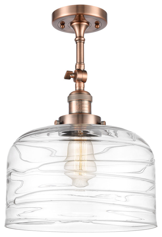 INNOVATIONS 201F-AC-G713-L 1-Light Semi-Flush Mount Antique Copper