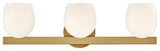 Hinkley Mae Medium Three Light Vanity, Lacquered Brass