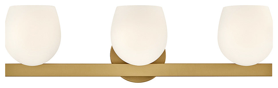 Hinkley Mae Medium Three Light Vanity, Lacquered Brass