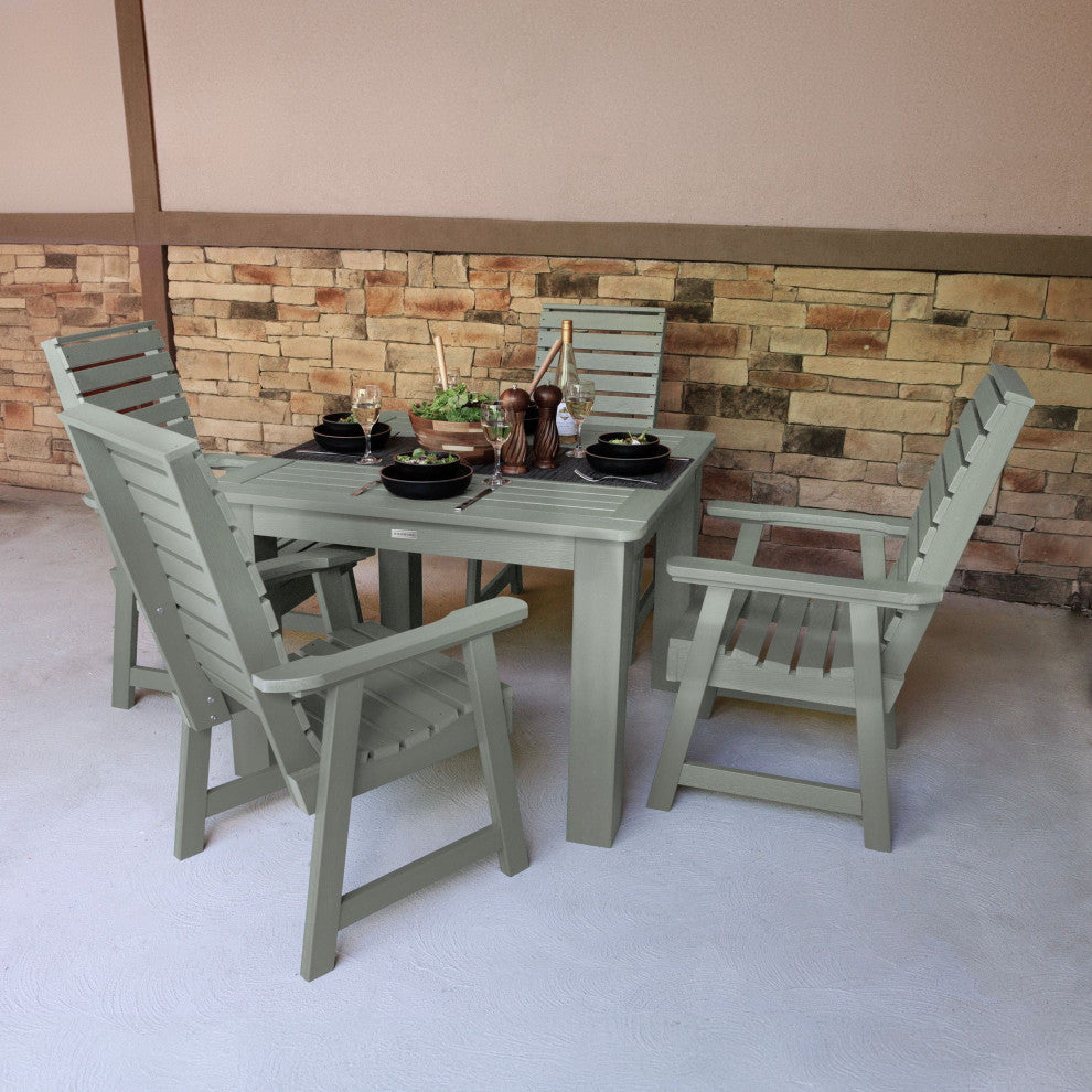 Weatherly 5-Piece Square Dining Set, Eucalyptus