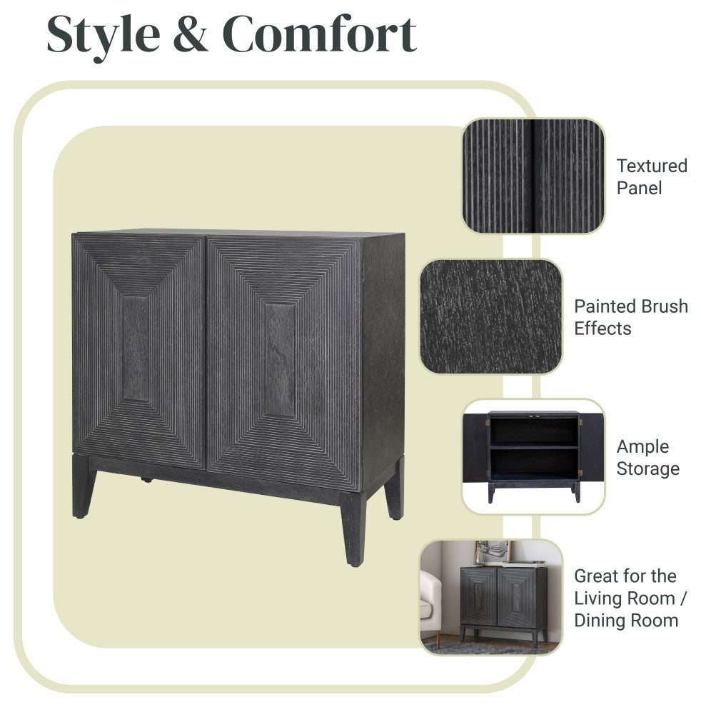 Covey Cabinet 2 Doors, Brushstroke Black