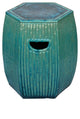 Hexagon Bamboo Theme Turquoise Green Ceramic Clay Garden Stool Hws3557