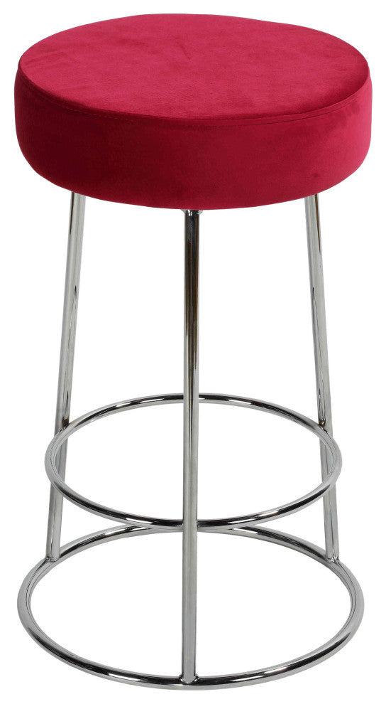 Bodiam Counterstool, Pink Velvet and Chrome, 24"