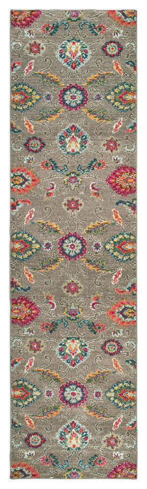 Oriental Weavers Bohemian Collection Grey/ Multi Floral Indoor Area Rug 2'7"X10'