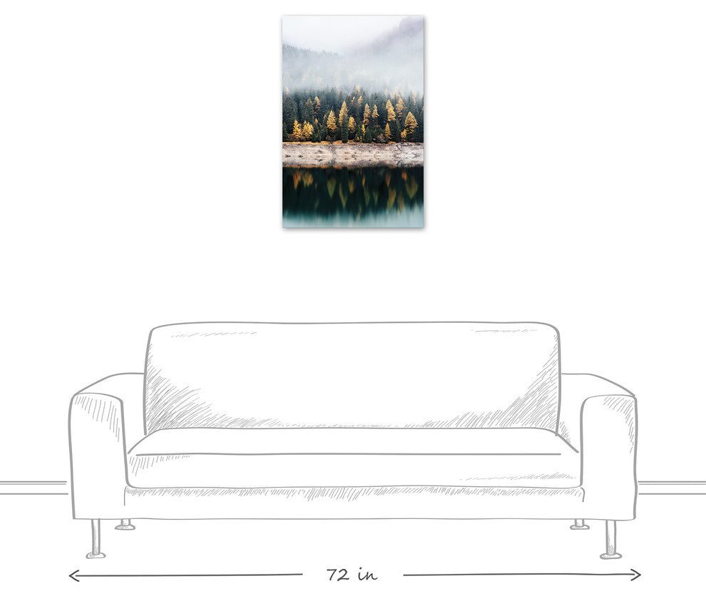 Evergreen Mirror Lake 20x30 Canvas Wall Art
