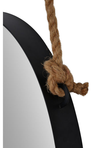 Parbuckle Oval Modern Wall Mirror With decorative Hemp Rope and Hook
