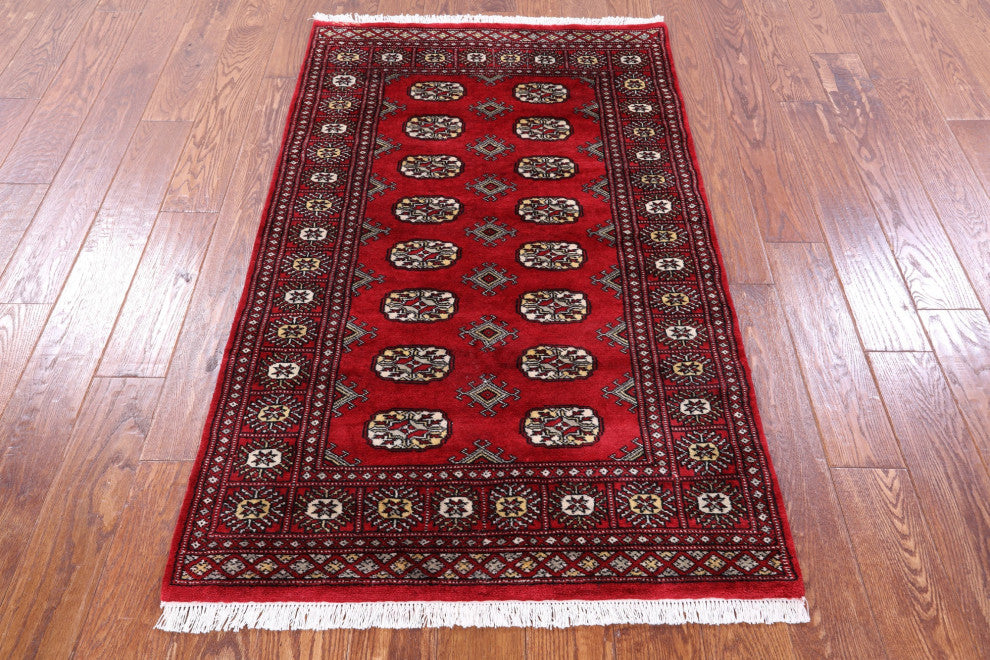 Hand Knotted Signed Silky Bokhara Wool Rug 3' 1" X 5' 2" - Q13804