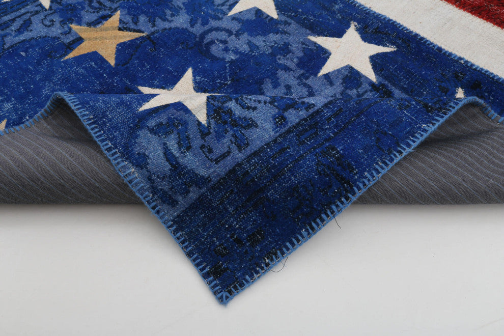 Rug N Carpet - Hand-knotted Anatolian 6' 6'' x 9' 11'' Flag Patchwork Rug