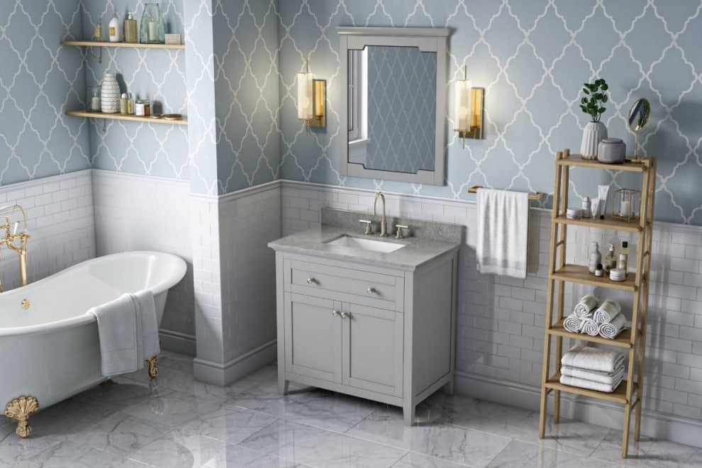 Chatham Traditional 36" Grey Single Sink Vanity, Steel Grey Cultured Marble Vani