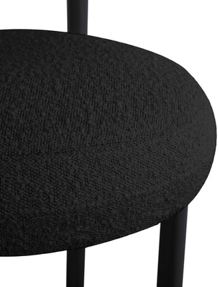 Bordeaux Upholstered Stool, Black, Boucle Fabric, Matte Black, Set of 2