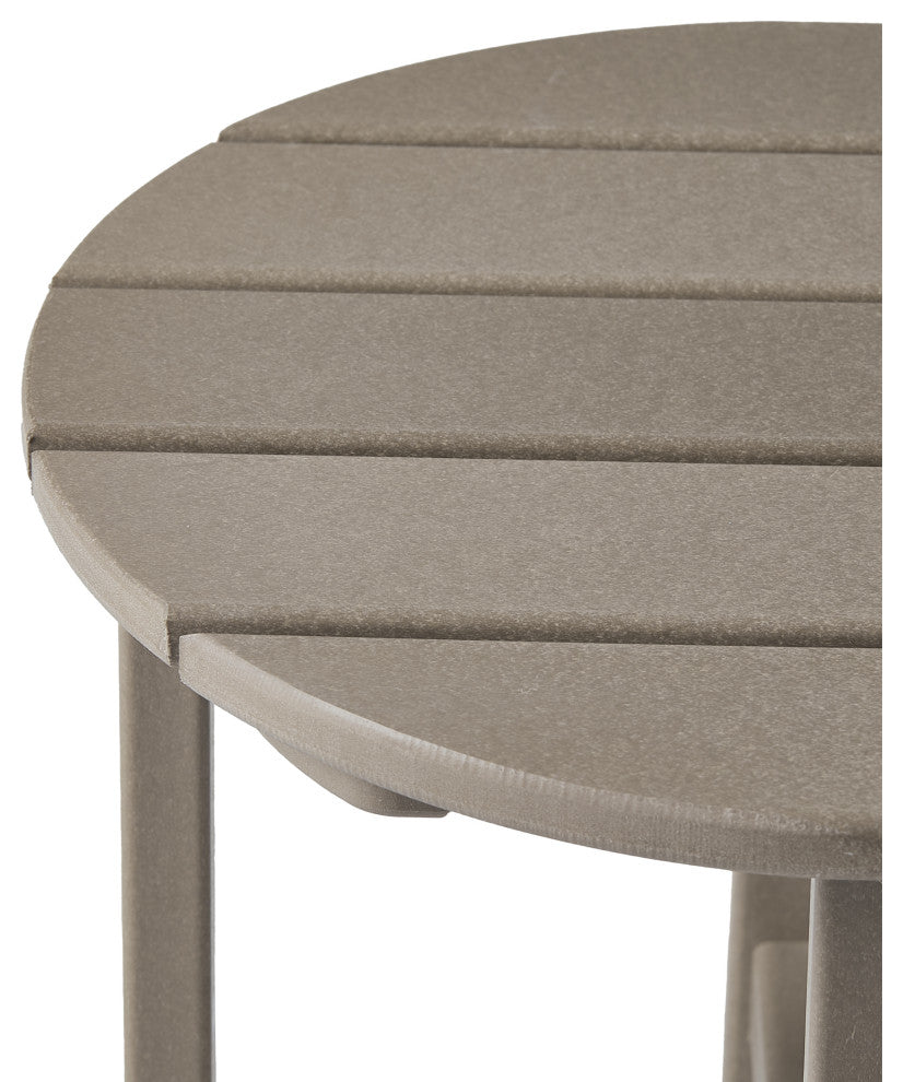 Adirondack Round Outdoor Side Table, Weathered Wood