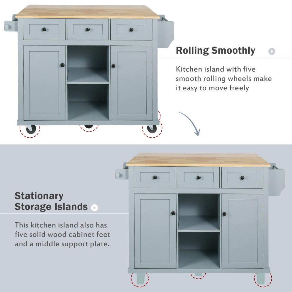 Black/Blue/White MDF Kitchen Cart Multifunctional, Storage Cabinet, Blue