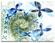 "Blue and Green Fractal Flowers" Digital Metal Wall Art, 3 Panels, 36"x28"