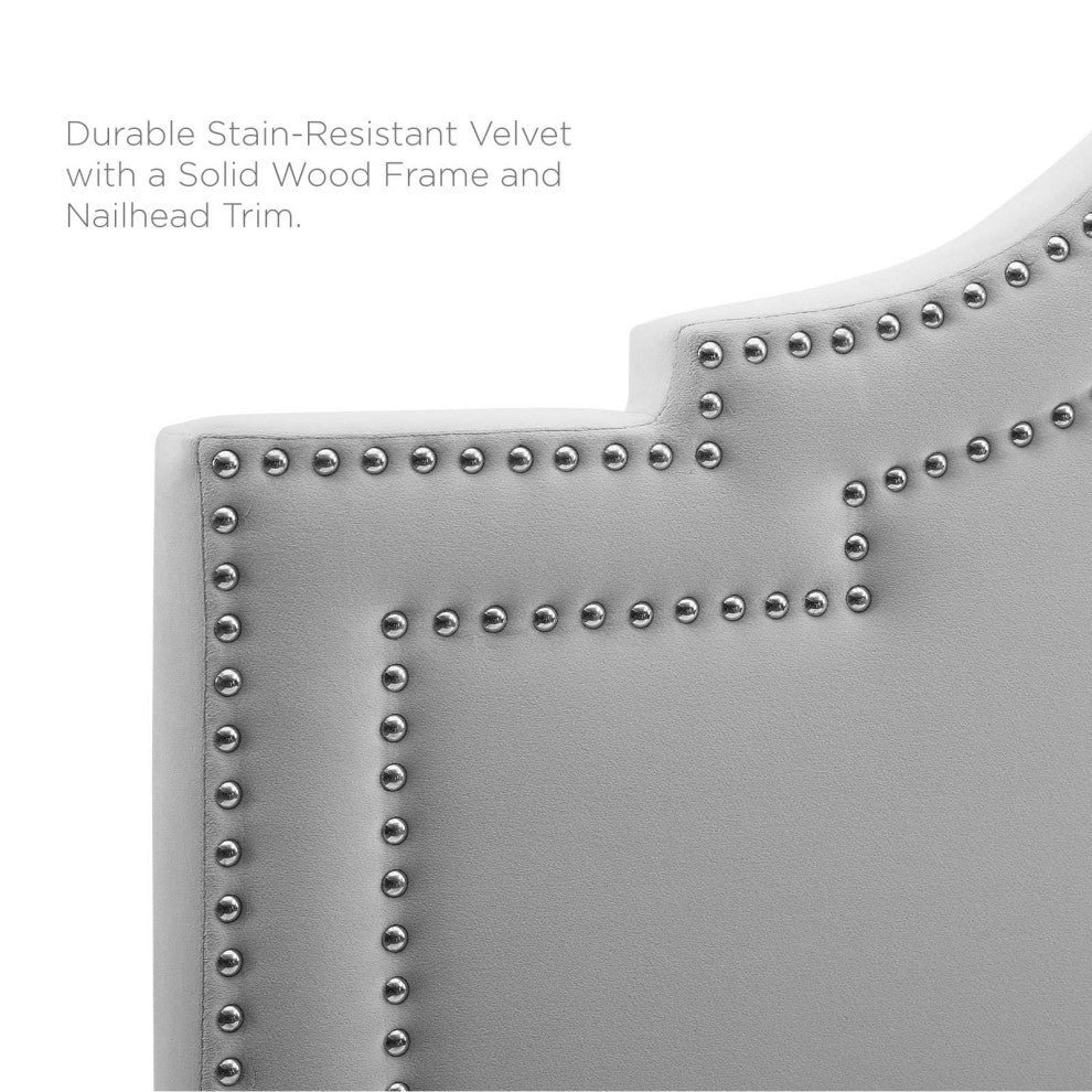 Lucia King/California King Performance Velvet Headboard-Light Gray