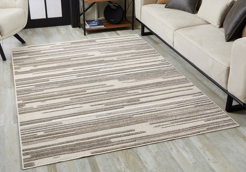 Calla Denni Indoor/Outdoor Rug, Grey, 6'7 X 9'