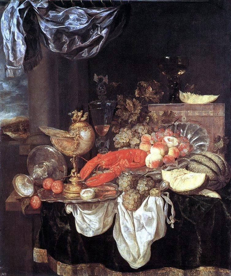Abraham Van Beyeren Large Still-life with Lobster Gallery Wrapped Canvas Print